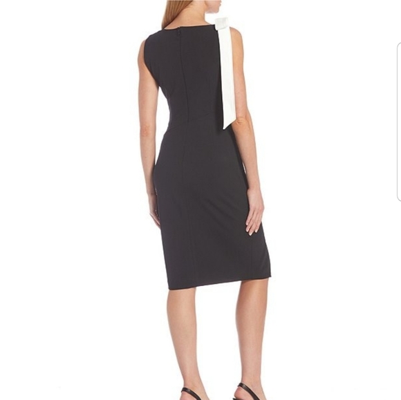Calvin Klein Sleeveless Tie Shoulder Asymmetric Neck Side Slit Sheath Dress ♥ - Picture 2 of 7